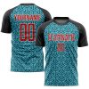 Custom Aqua Red-Black Sublimation Soccer Uniform Jersey